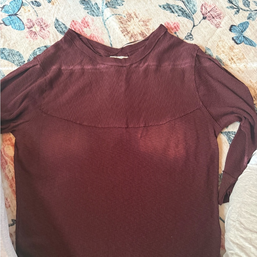 We The Free Maroon Long Sleeve Top